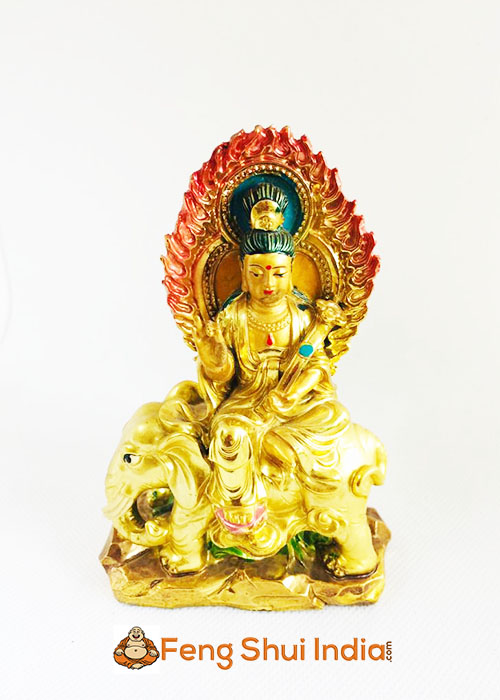 Quan Yin sitting on Elephant is meant to bless you with Knowledge, Wisdom, Mental Peace and Strength.