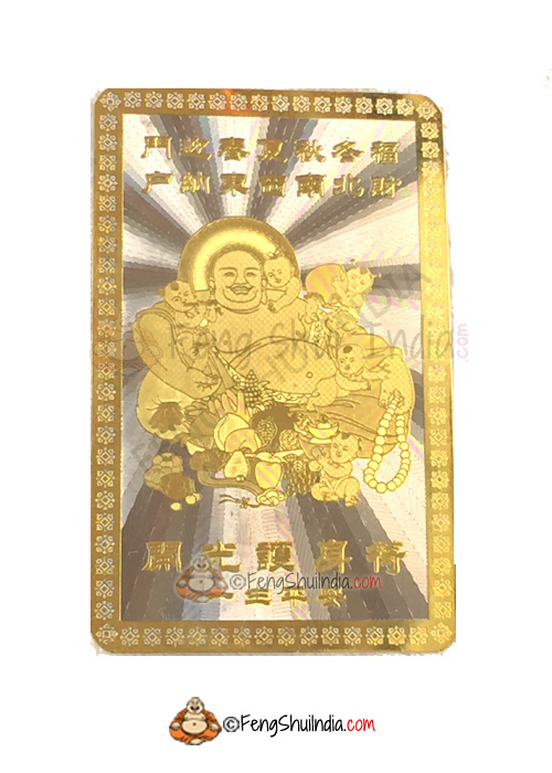 Laughing Buddha good luck Card with Children for Descendant Luck