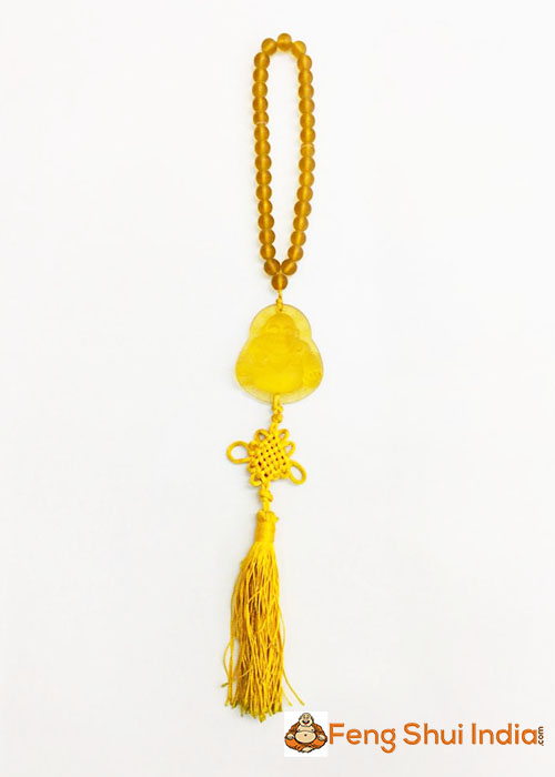 Laughing Buddha With Yellow Mystic Knot
