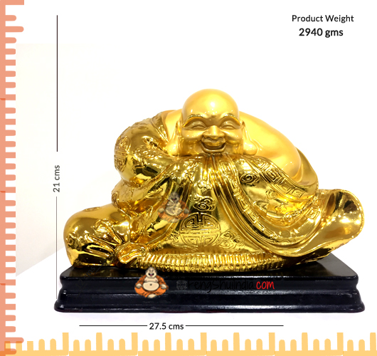 Measurements of Laughing Buddha with 8 symbols of Wealth