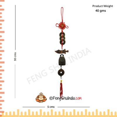 Feng Shui Dragon Bell With Coin And Sward Hanging