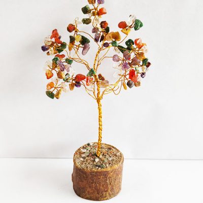 Semi Precious Gemstones Tree with Amethyst, Rose Quartz, Carnelian, Jade And Crystal Stone