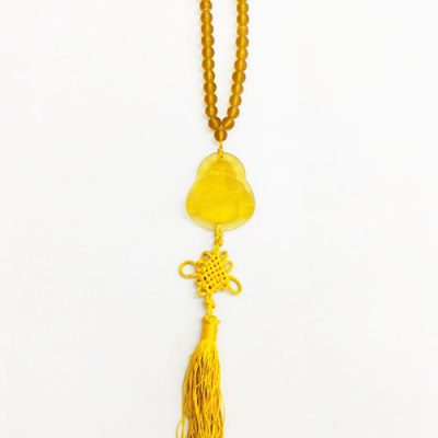 Laughing Buddha With Yellow Mystic Knot